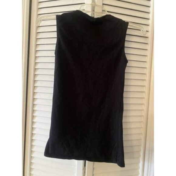 Armani Exchange Blouse Top Womens Small Black Crisscross Keyhole Short Sleeve - Picture 2 of 4